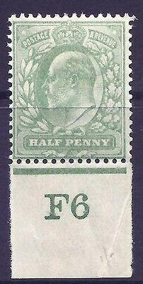 sg217 M2(1) ½d Very Pale Yellowish Green Control F6 imperf De La Rue MOUNTED