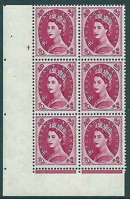 8d Wilding Violet 9.5mm Phos cyl 4 No Dot perf F/L with variety UNMOUNTED MINT