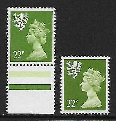 Scotland 1985 S48ea 22p Yellow Green Type II with Type I UNMOUNTED MINT