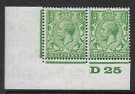 ½d Green Block Cypher Control D25 imperf UNMOUNTED MINT/MNH