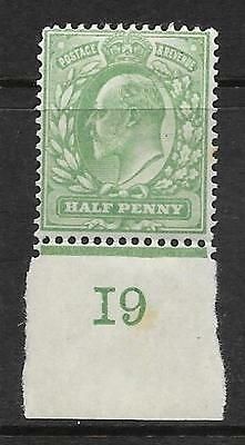 Sg 218 ½d Yellowish-Green Control I9 imperf De La Rue V. Lightly MOUNTED MINT