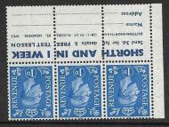 QB20a 1d Light Ultramarine Booklet pane perf type I UNMOUNTED MNT/MNH