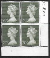 1970 20p Decimal Machin Cylinder 4 UNMOUNTED MINT