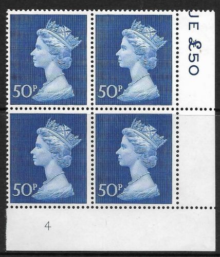 1970 50p Decimal Machin Cylinder 4 UNMOUNTED MINT