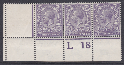 N22(-) 3d Deep dull bluish Violet Violet L18 perf Wmk type III(3) mounted mint