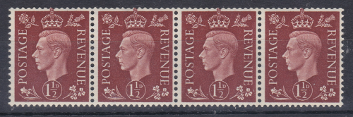 Sg 464a 1½ KGV1 Dark Colour Watermark Sideways coil strip UNMOUNTED MINT/MNH