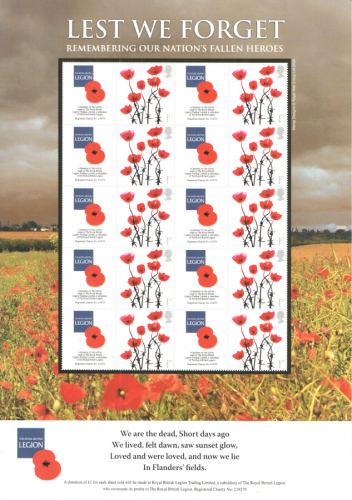 BC-169 2008 Lest we forget Smiler Sheet  UNMOUNTED MINT