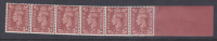 Sg 506 2d GVI Light Colours Q12 coil End 6 stamps UNMOUNTED MINT