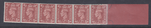 Sg 506 2d GVI Light Colours Q12 coil End 6 stamps UNMOUNTED MINT