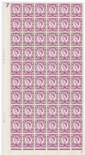 Sg XS19 6d Scotland 2 x 8mm Cyl 4 No Dot perf F L(I E) 1 4 sheet UNMOUNTED MINT