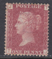 1d Penny Red Lettered T-J plate 205 MOUNTED MINT