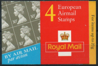 GGA1 4 x European Airmail stamps (30p) Barcode Booklet complete - Cylinder W2