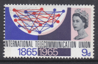 1965 sg683 9d International Telecommunication Perf Shift UNMOUNTED MINT