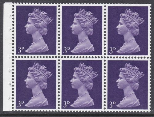 Pre-decimal Machin Booklet Pane UB6 Perf le(Top) UNMOUNTED MINT