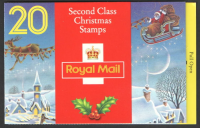 LX4 1993 Christmas Barcode Booklet 20 x 2nd Class (19p) - Cylinder B1A-B2F