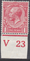 N16(11) 1d Carmine Red Royal Cypher Control V23 imperf type 2 Wmk type III M M