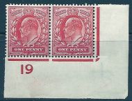 Sg 220 M5(2)var 1d Deep Carmine red Control I9 imperf pair UNMOUNTED MINT MNH