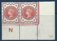 ½d Vermilion Jubilee control N perf corner pair Lightly MOUNTED MINT