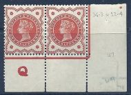 ½d Vermilion Control Q perf pair with blind Q UNMOUNTED MINT MNH