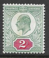 Sg 229 M12(-) Unlisted 2d Blue-Green  Dp Bright Carmine(c) cert UNMOUNTED MINT