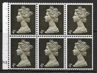 UB11 4d Pre-decimal Machin Booklet Pane Cyl N2 Dot UNMOUNTED MINT MNH