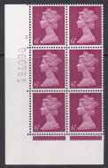 Pre-decimal Machin CLARET 6d PVA 2B Head A perf A Cylinder 5 No Dot - MNH