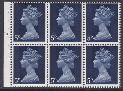 UB19 5d Pre-decimal Machin Booklet pane R3 no dot UNMOUNTED MINT MNH