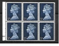 UB19 5d Pre-decimal Machin Booklet pane R2 No dot UNMOUNTED MINT MNH