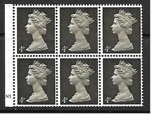 UB11 4d Pre-decimal Machin Booklet Pane Cyl N1 No Dot UNMOUNTED MINT