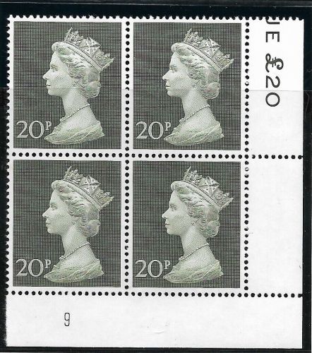 1970 20p Decimal Machin Cylinder 9 UNMOUNTED MINT