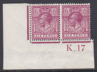 N26(-) 6d Deep bright reddish purple K17 imperf Wmk type III(3) mounted mint