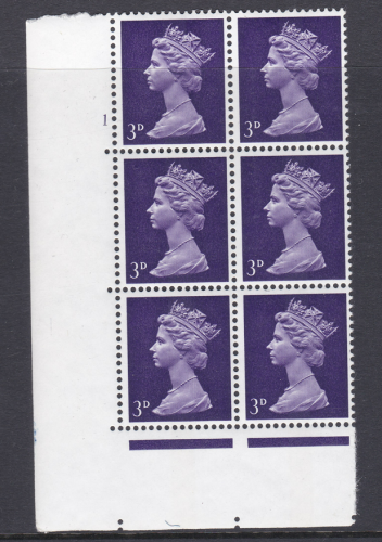 Pre-decimal Machin 3d GA CB Head A Perf A Cylinder 1 No Dot  - MNH