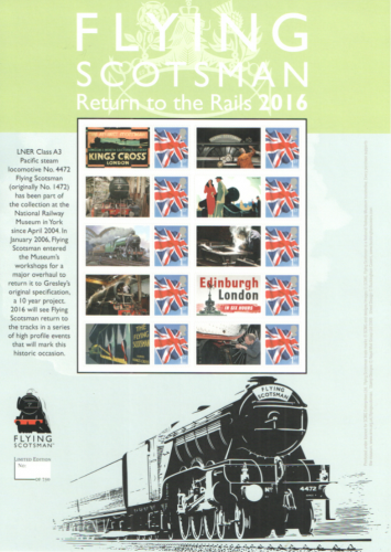 BC-486 GB 2016 Flying Scotsman Smiler sheet no. 146  UNMOUNTED MINT