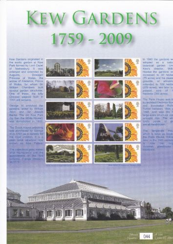 BC-248 GB 2009 Kew Gardens no. 44 RARE SMILER SHEET UNMOUNTED MINT MNH