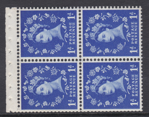 SB33 1d Crowns left Wilding booklet pane perf type AP2e UNMOUNTED MNT