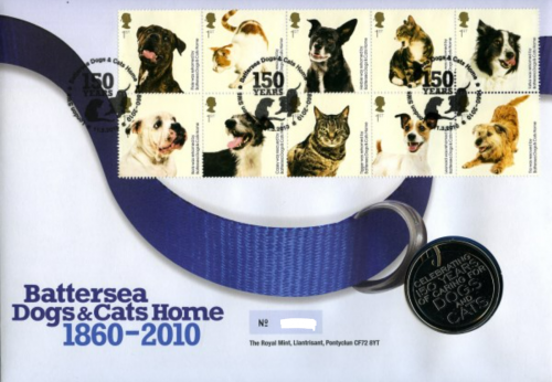 2010 Battersea Dogs  Cats Home coin cover no. 372 Royal Mint