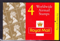 GN3 1993 Worldwide Airmail Booklet 4 x 41p - complete - Cylinder W2W1