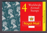 1994 GQ4 Barcode Booklet 4 x 60p Worldwide Airmail stamps - Cylinder W2W1