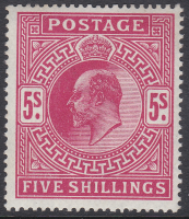 Sg 263 M52(1) 5s Carmine Red Somerset House high value UNMOUNTED MINT