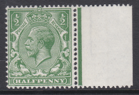 1912 George V N14b d Green No Watermark UNMOUNTED MINT