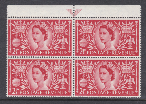 Sg532a w1a 1953 2d Coronation Missing Pearl Top left stamp U M