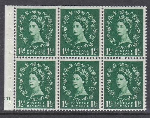 SB71 Wilding booklet pane Green Phosphor perf type I G11 No Dot UNMOUNTED MNT